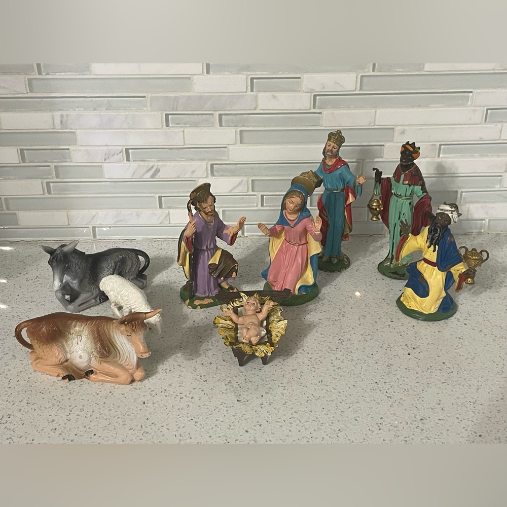 Vintage Fontanini Depose Italy Religious Christmas Nativity Scene 10 Piece Set